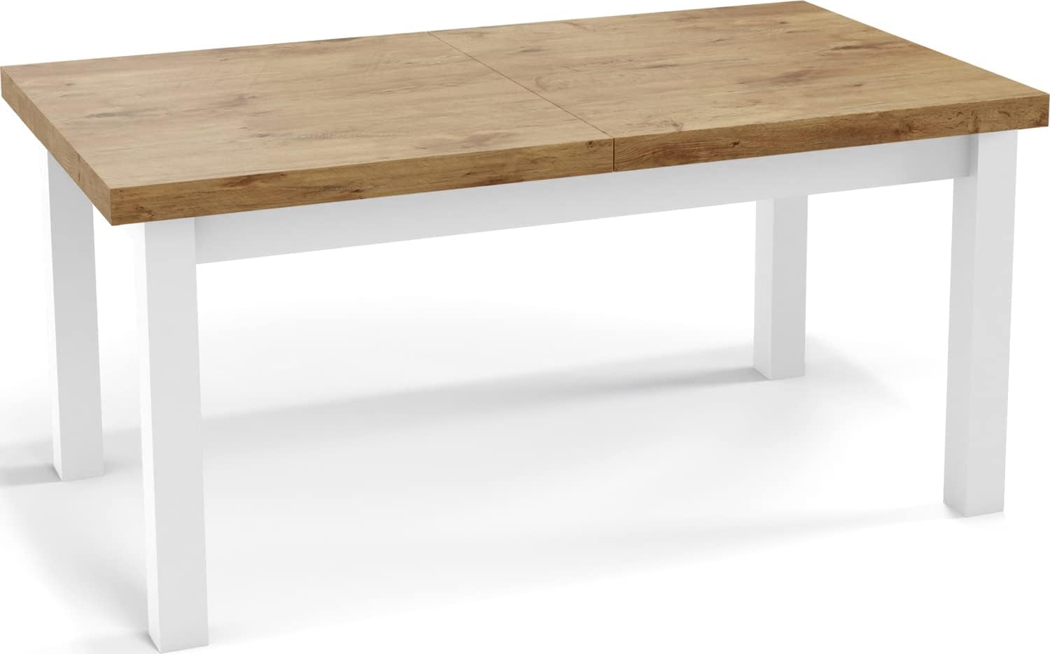 WFL GROUP Moderner Rechteckiger Ausziehbarer Esstisch - Platzsparend - Weißen Holzbeine - 140 bis 180 cm - Hergestellt in EU - 140 x 80 cm - Lancelot Eiche