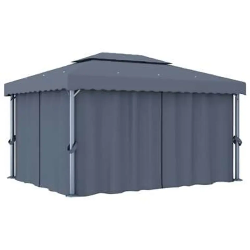 vidaXL - Tuinpaviljoen - Antraciet - Aluminium - 4 x 3 m