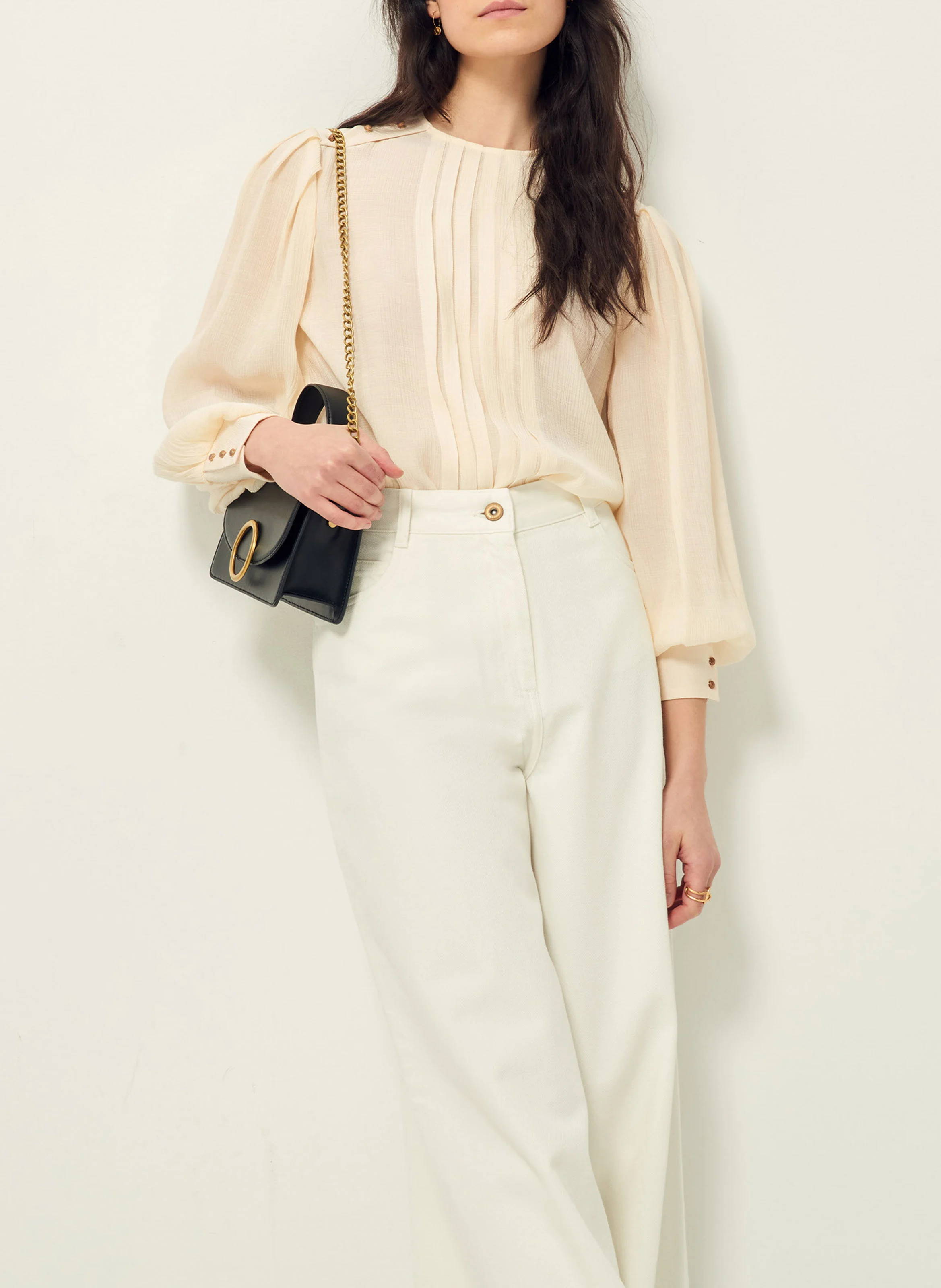 DAISY B - Blouse col rond plissée | Beige