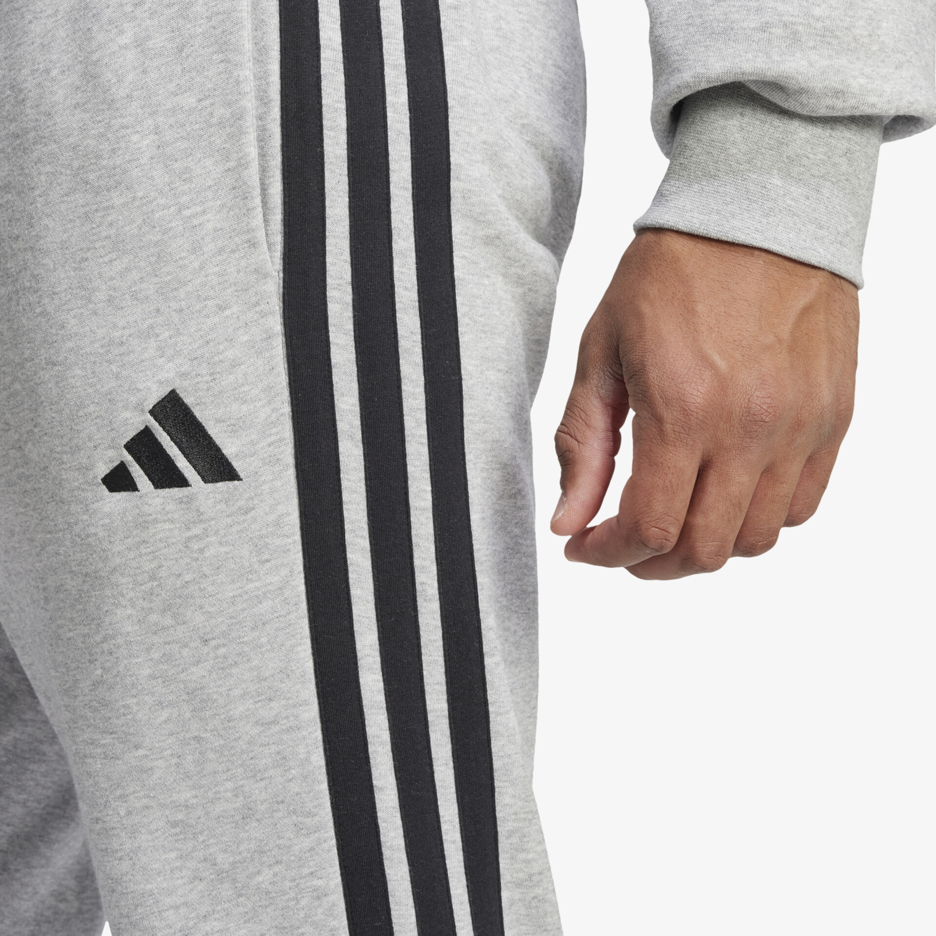 adidas Essentials 3 Streifen French Terry Herren Hosen grau