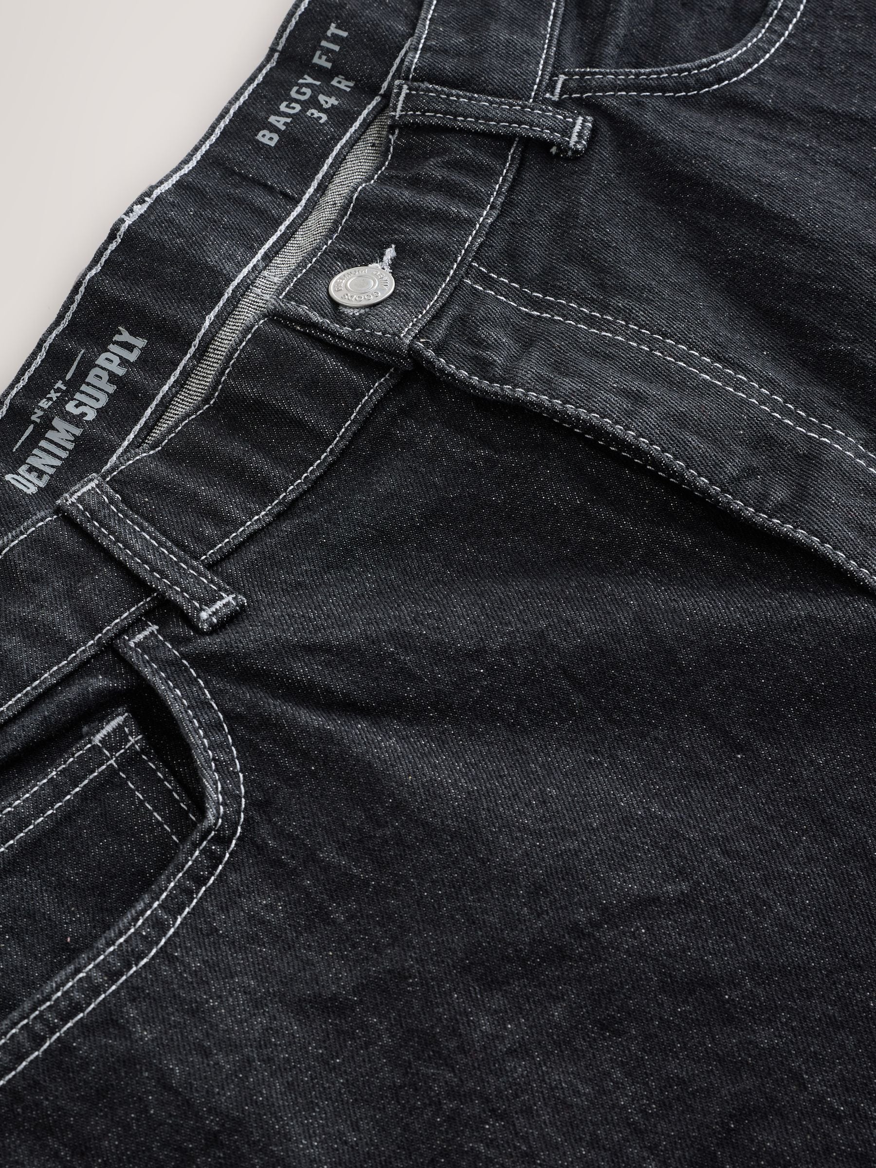 Zwart - Baggy pasvorm - Vintage wash denim jeans