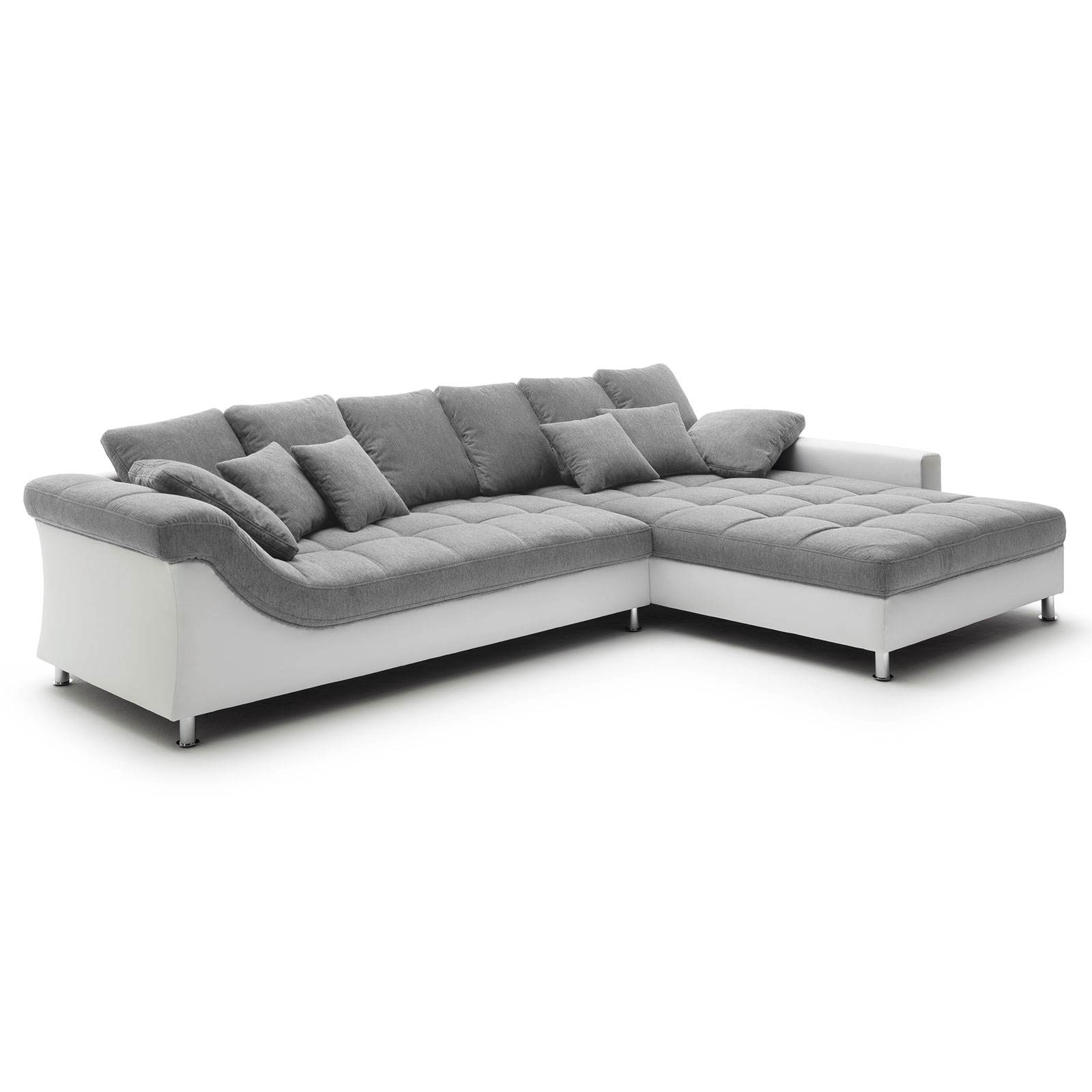 Ecksofa - grau-weiß - beidseitig montierbar