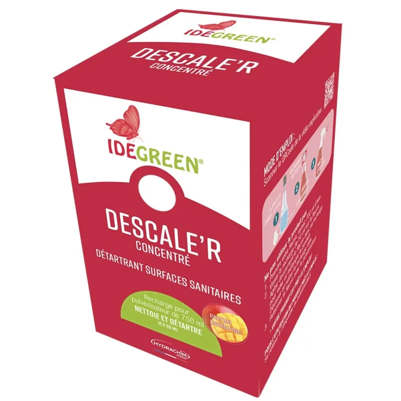 IDEGREEN - Descale'r - Recharge détartrant sanitaire PAE - Cap's - 50ml - x12
