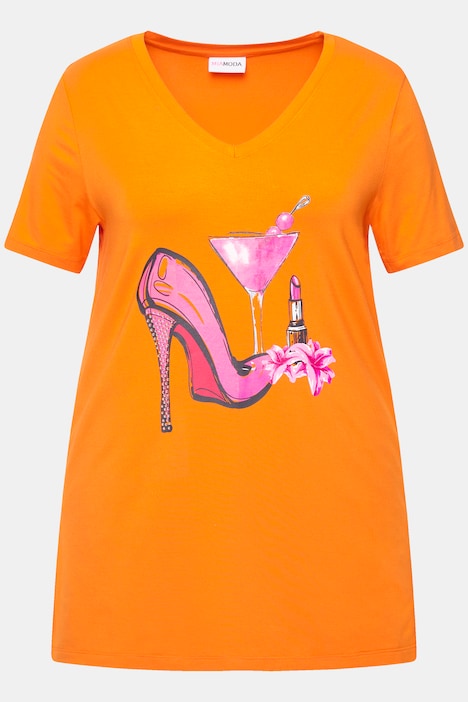 T-Shirt, A-Linie, Pumps-Motiv, Halbarm