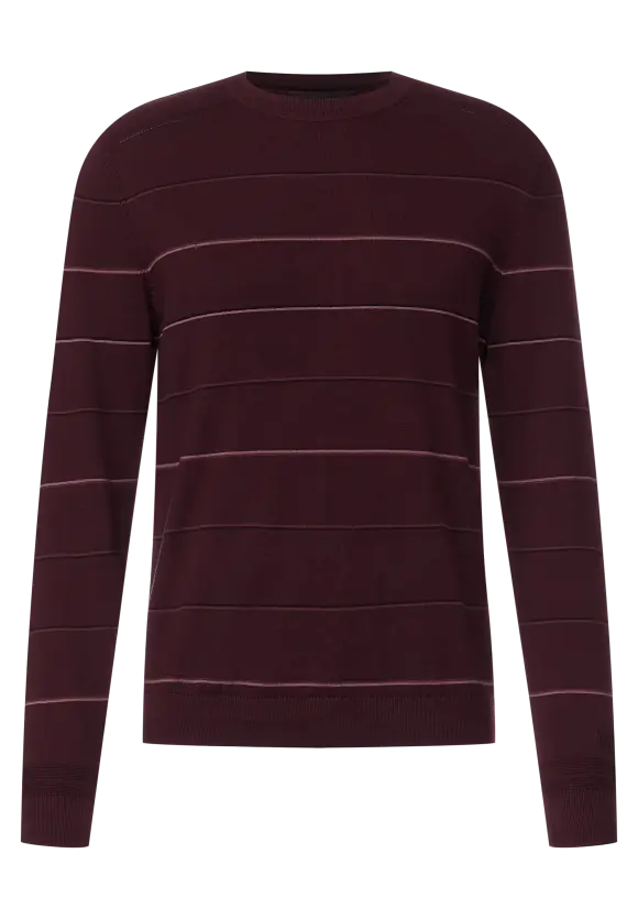 Gestreifter Strickpullover - burgundy red