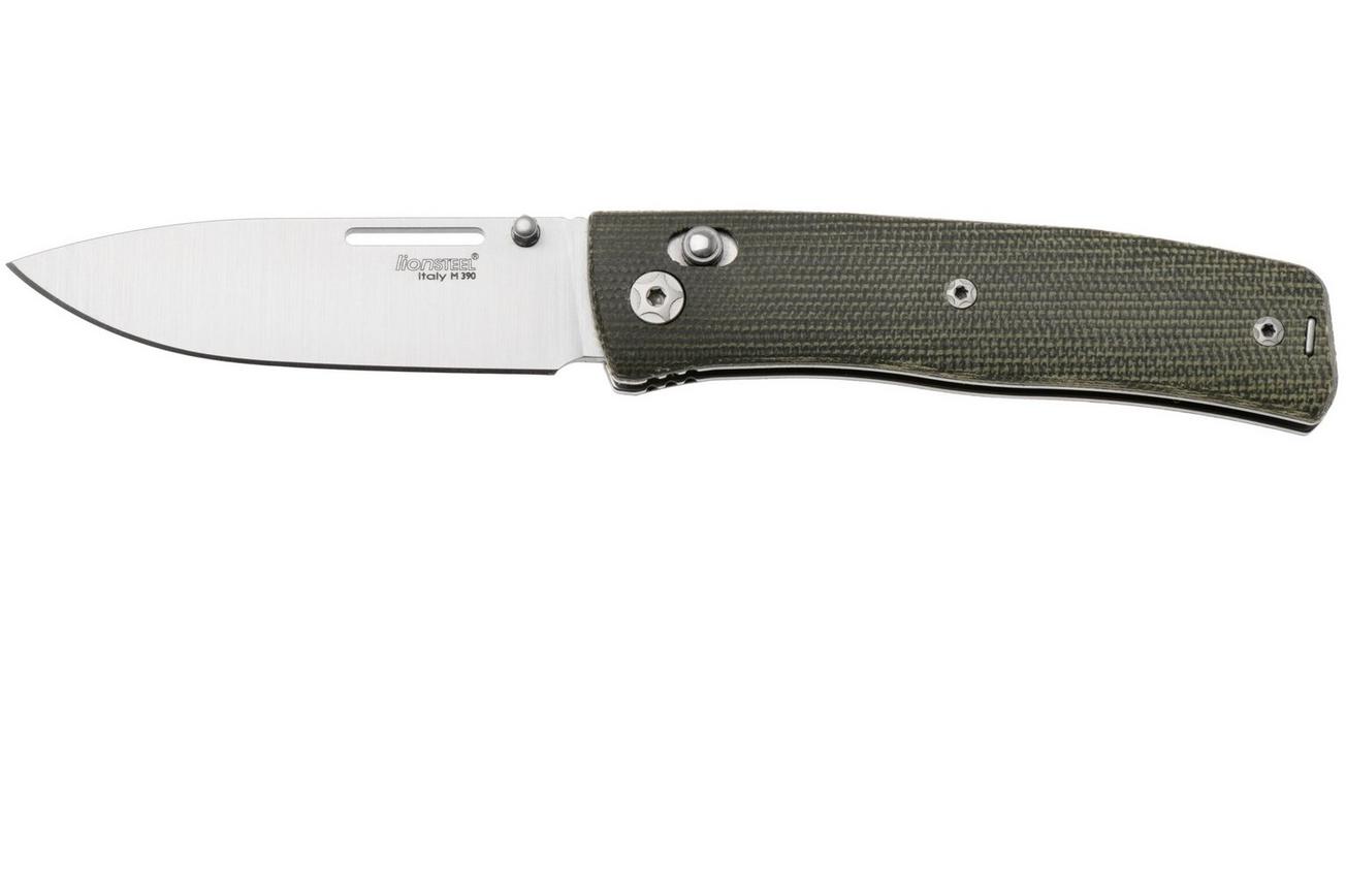 LionSteel NiNi NN1 CVG M390 Satin, Full Green Canvas Micarta, zakmes, Gianni Pauletta design