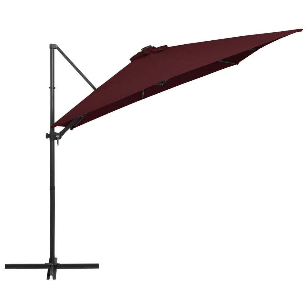 Parasol mobilier de jardin déporté avec lumières led 250 x 250 cm rouge bordeaux