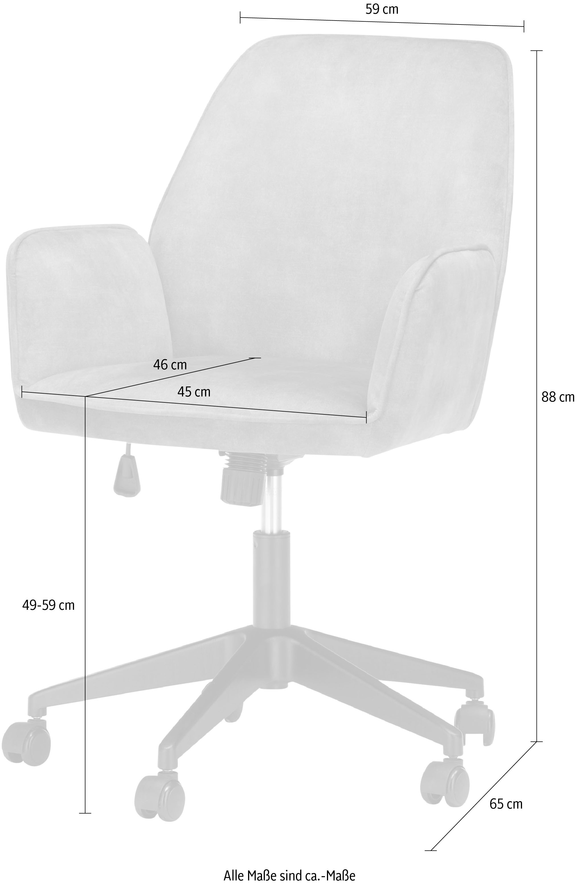 MCA furniture Schreibtischstuhl »O-Ottawa« () Velvet, Bürostuhl mit Komfortsitzhöhe stufenlos verstellbar