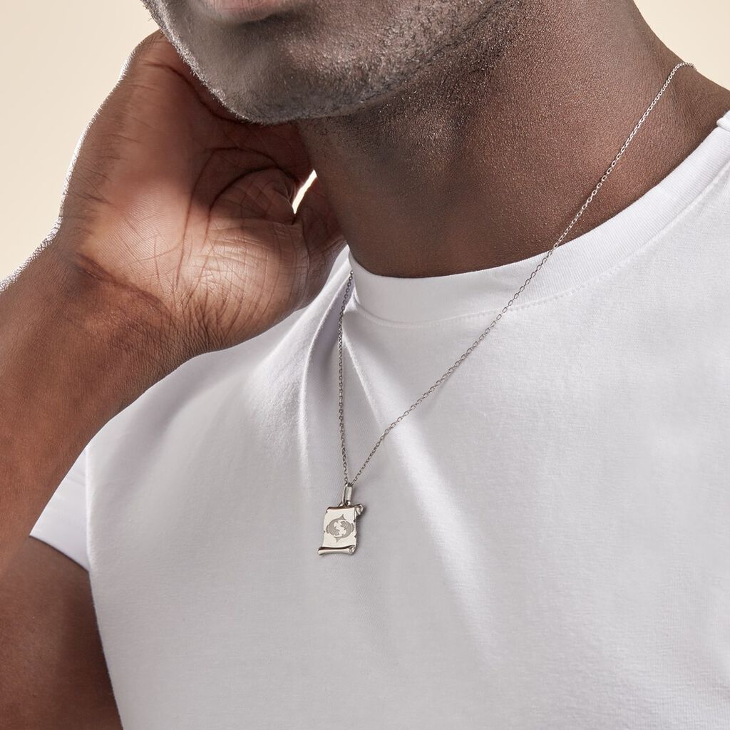 Pendentif Zodiaque Parchemin Argent Blanc