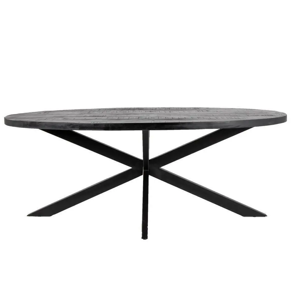 Eettafel Ovaal 220cm - Mangohout Zwart - Matrix-Poot - Mansour