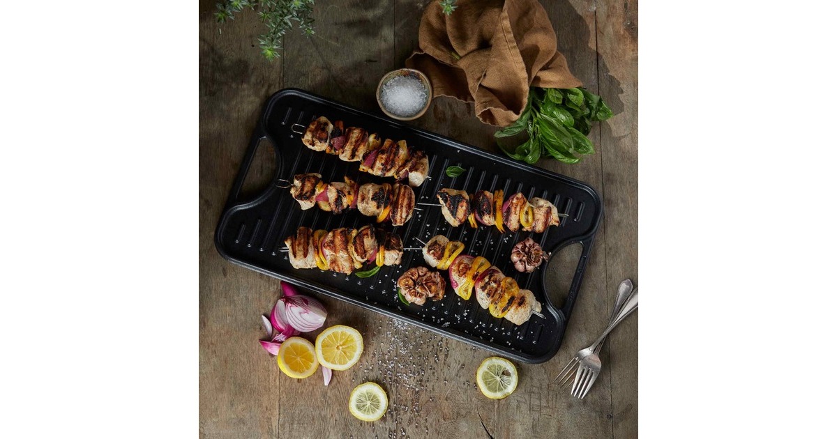 VictoriaOmkeerbare Bakplaat 47 x 25 cm, Seasoned grillplaat  (Zwart, Color packaging)