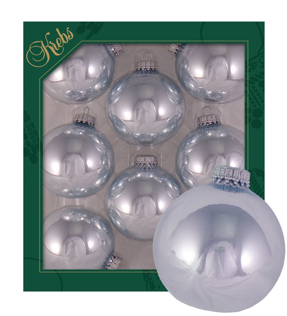Kristalblauwe glanzende glazen ballen van 7 cm, effen, 8 stuks, kerstballen, kerstversieringen, kerstversieringen voor de kerstboom