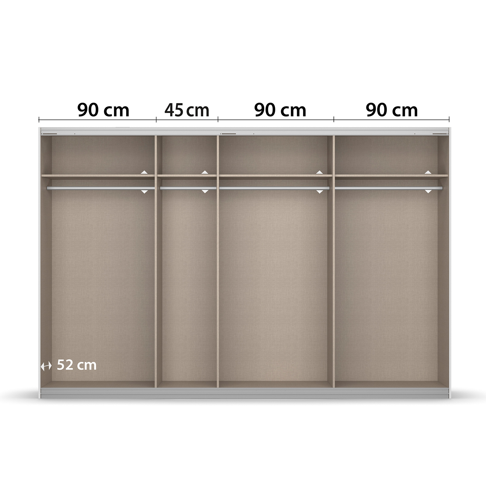 Schwebetürenschrank - graumetallic - 4-türig - 315 cm