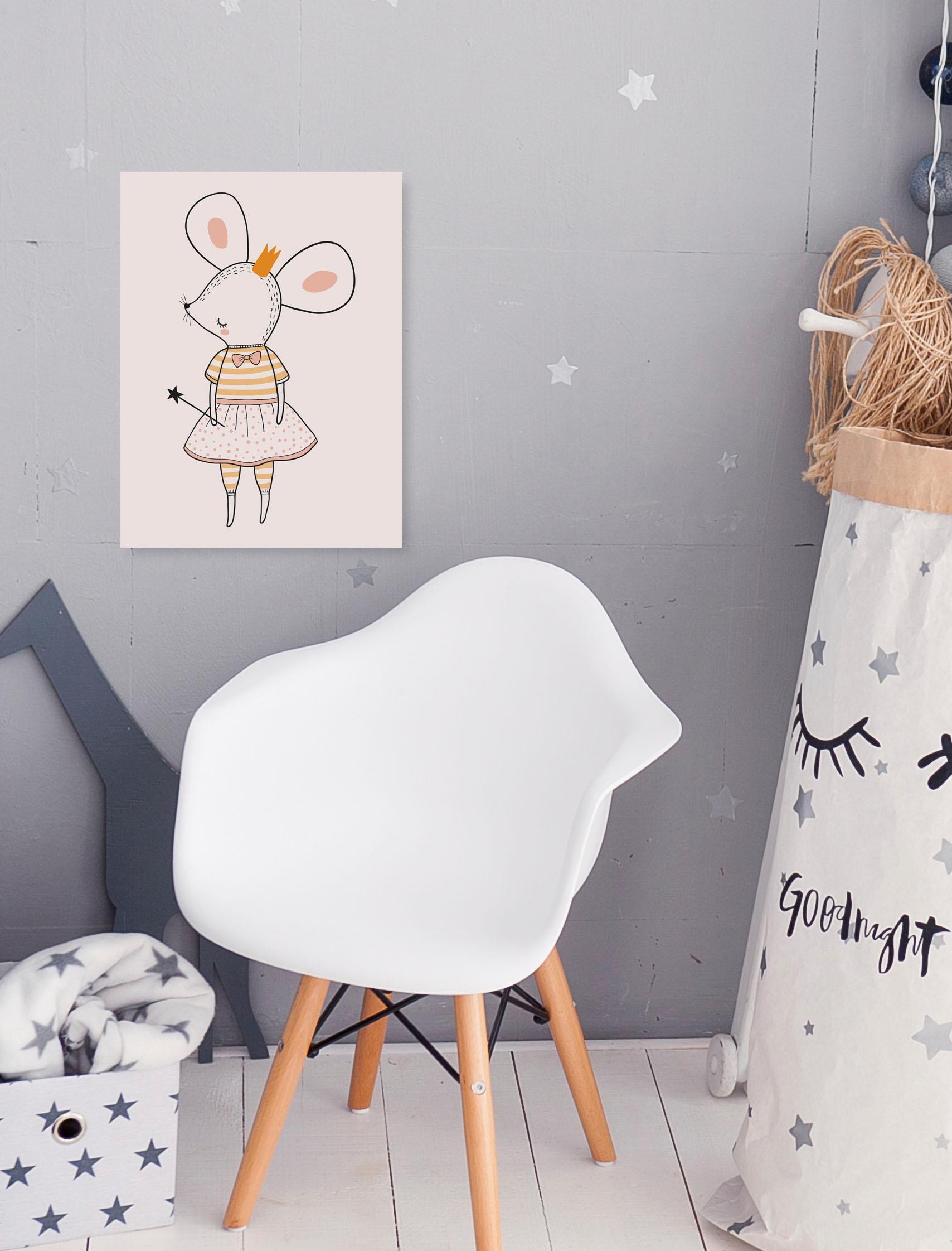 Lüttenhütt Leinwandbild »Mäusefee Maus« Fashion | Feen | Figuren | Kind | Königinnen | Tiere Premium-Leinwandstoff, Handarbeit aus Deutschland, Kindermotiv