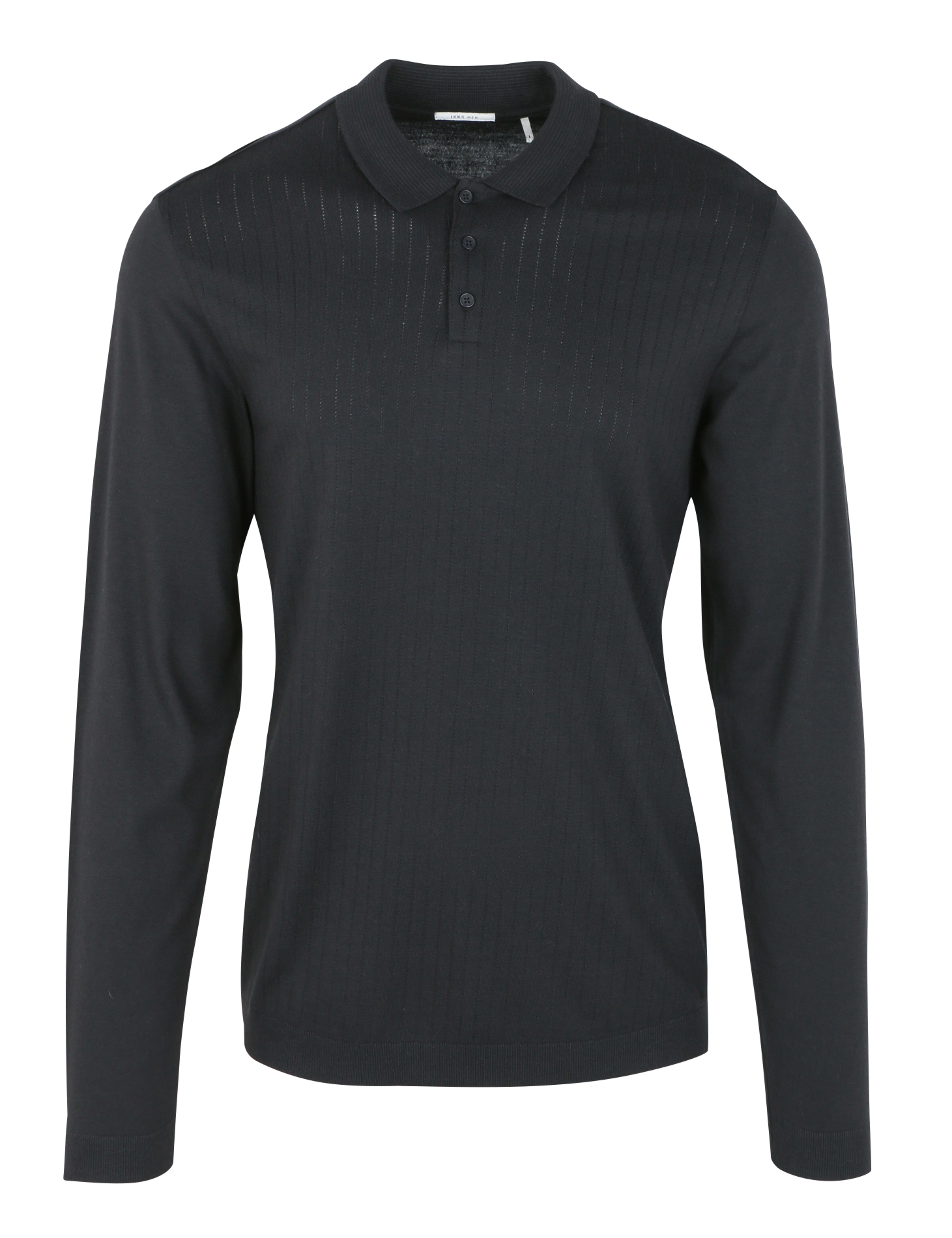 Polo manches longues en coton mélangé | Noir