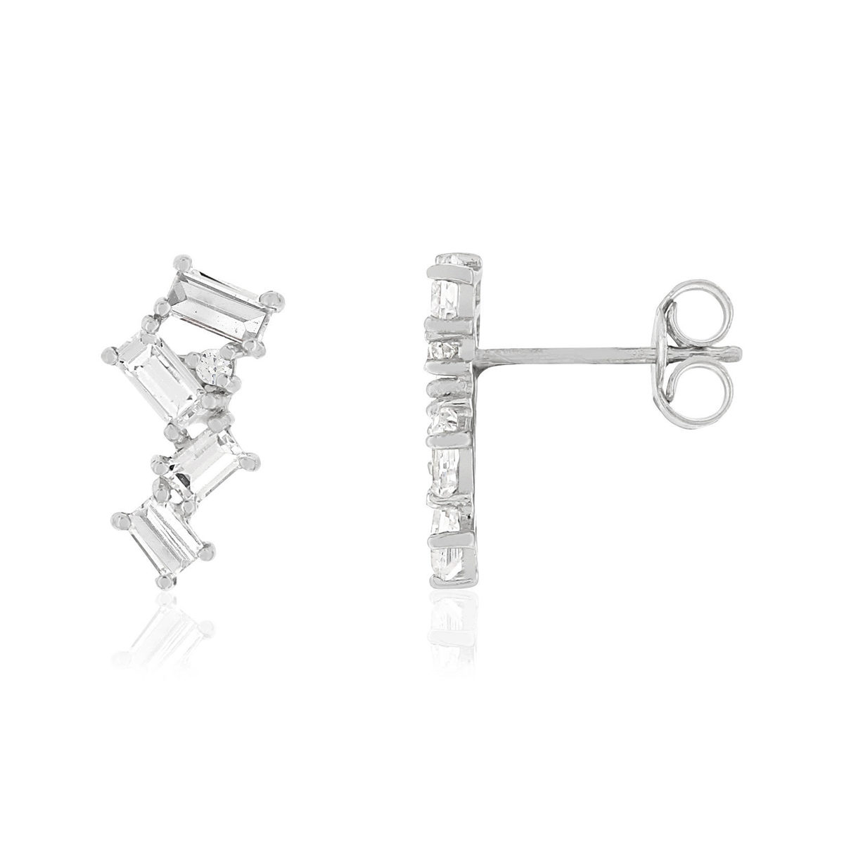 Boucles d'oreilles or blanc 375, zirconias