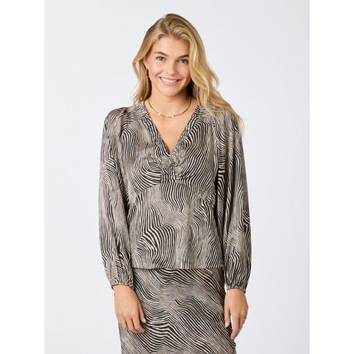 Neo Noir Istana Floating Wave Bluse, Dark Sand, 42