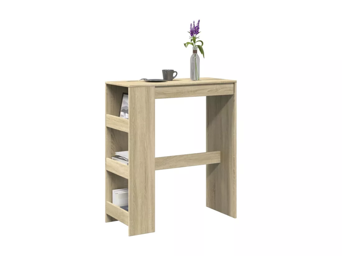 Table de bar avec étagères chêne sonoma bois d'ingénierie