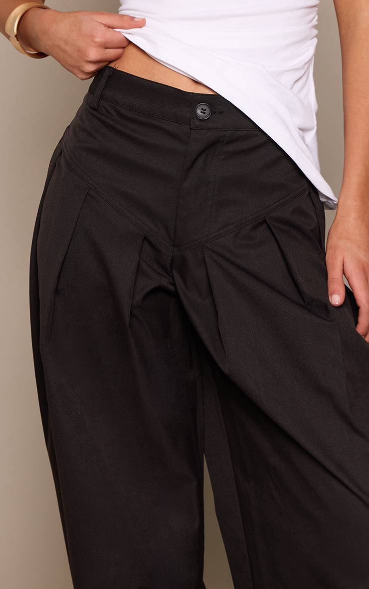 Noir Pantalon Ballon Plissé Tissé