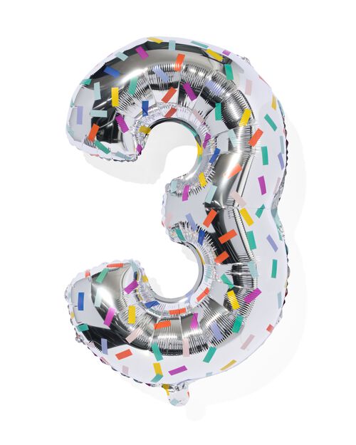 ballon alu chiffre 3 confetti XL