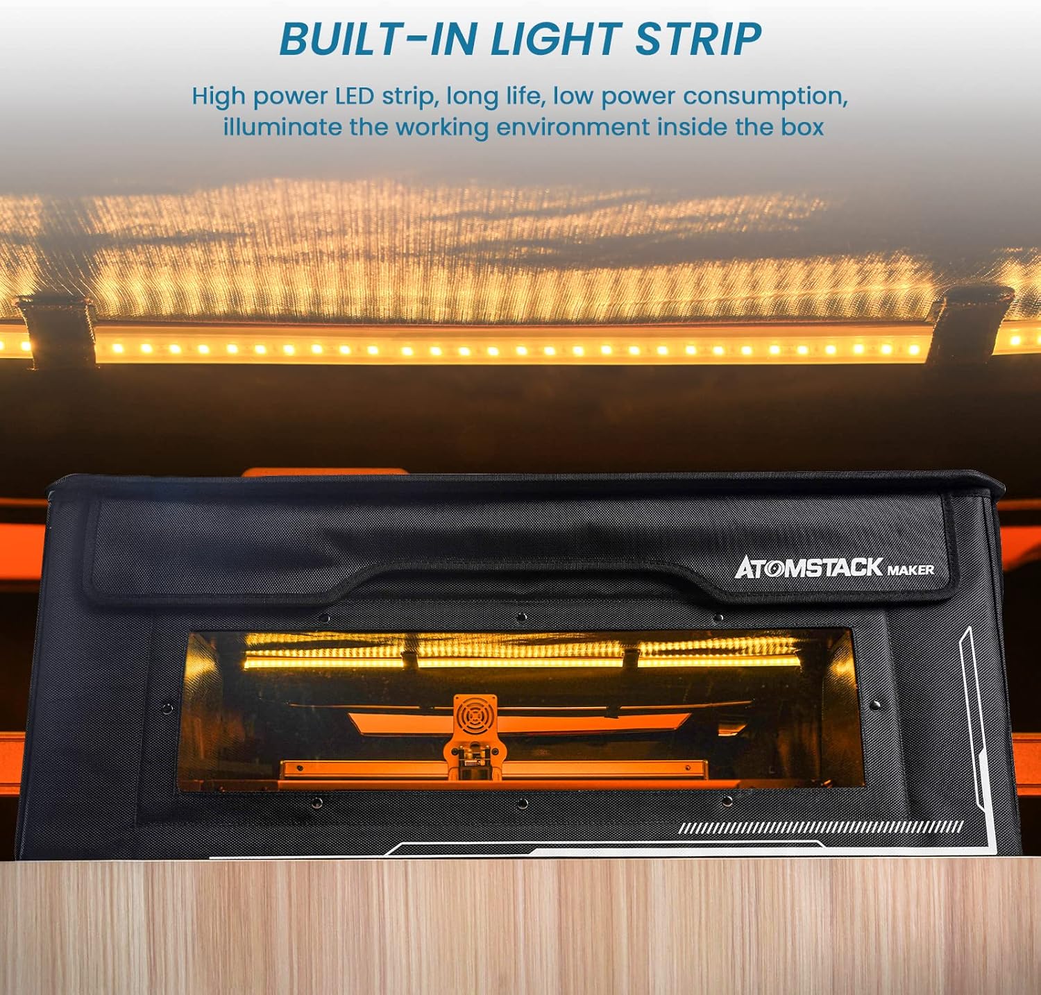ATOMSTACK Maker FB2 Plus Schutzbox 1170x730x310mm für Lasergravurmaschine, Erweiterungs-Schutzbox-Kit staubdichte Abdeckung, voller Augenschutz, feuerfest, schnelle Montage, mit Rauchabzugsrohrstretch