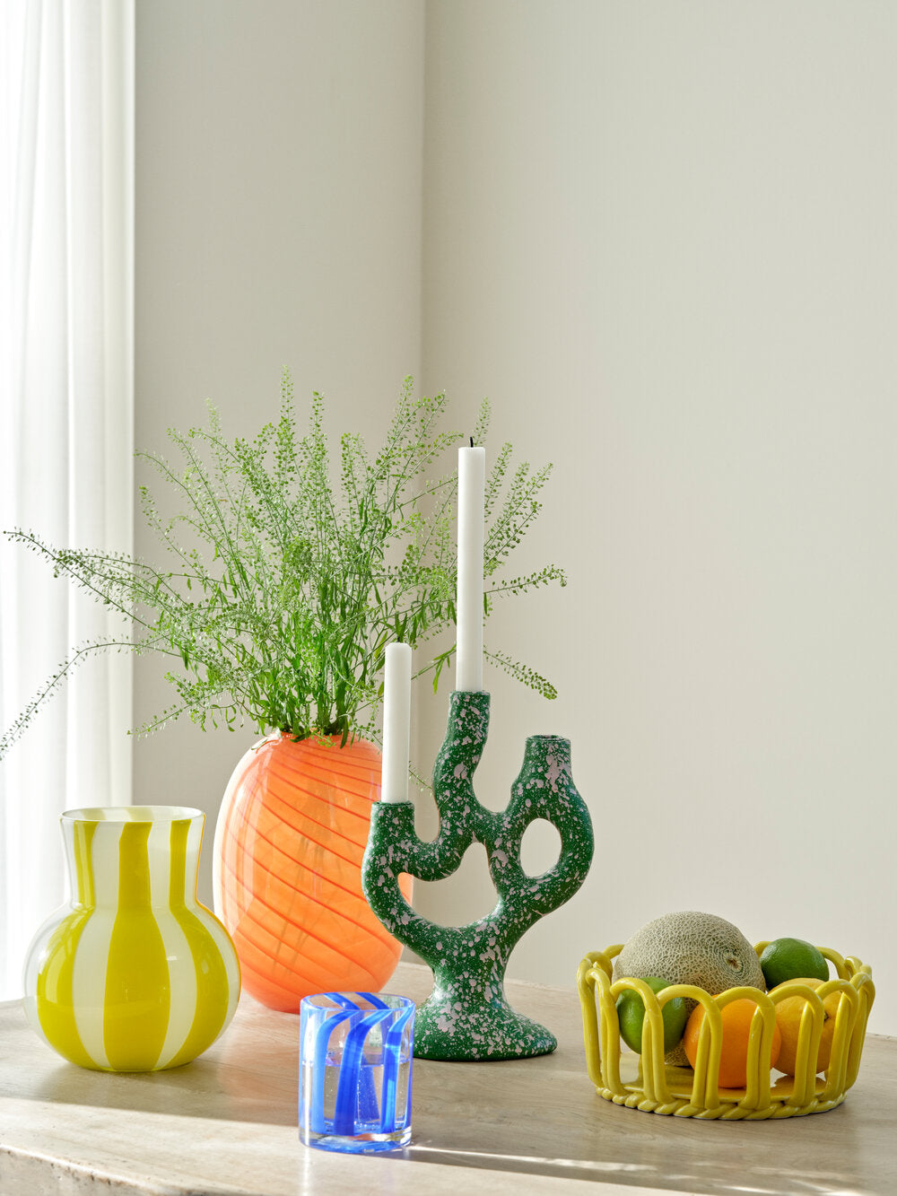 Bahne Interior  Swirled Oval vase, orange- H24 cm.