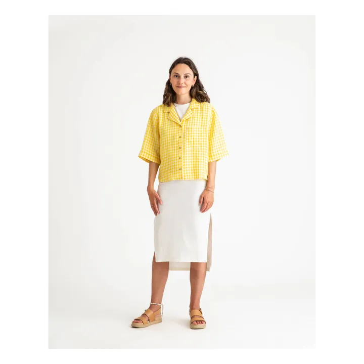 Matona Chemise Carreaux Lin | Jaune