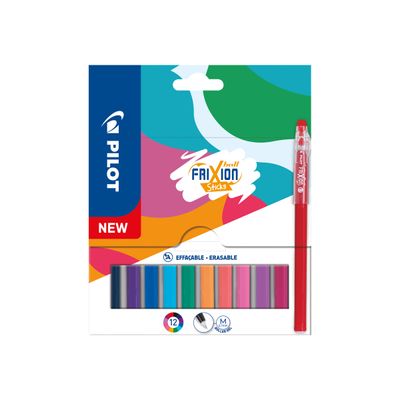 Pilot FriXion Ball Stick - 12 Rollers effaçables - couleurs assorties