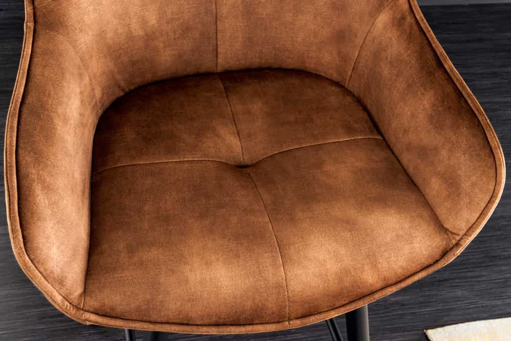 Design Barhocker EUPHORIA rost braun Samt schwarze Metallbeine Barstuhl mit Lehne