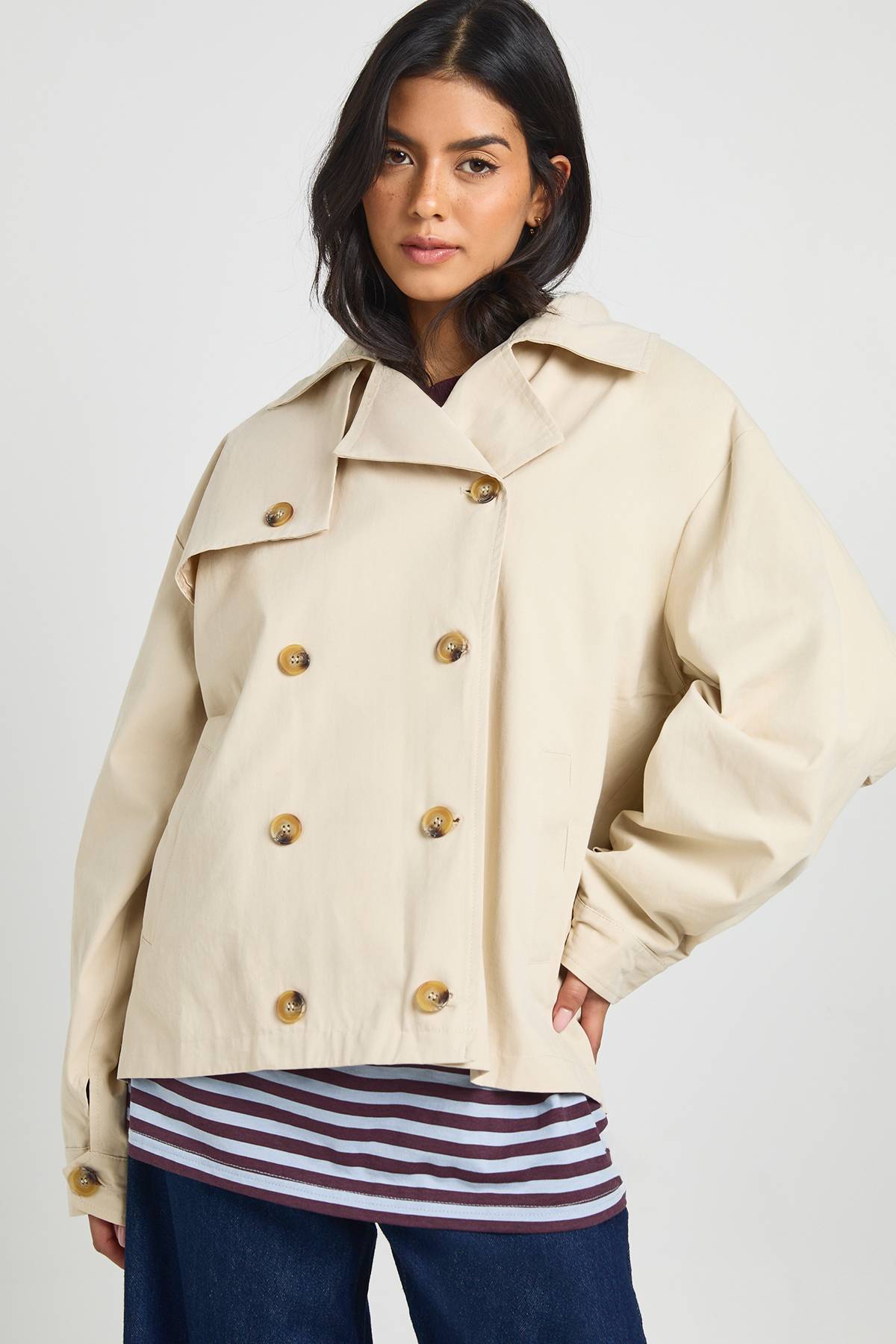 boohoo Trench Court à Manches Bouffantes