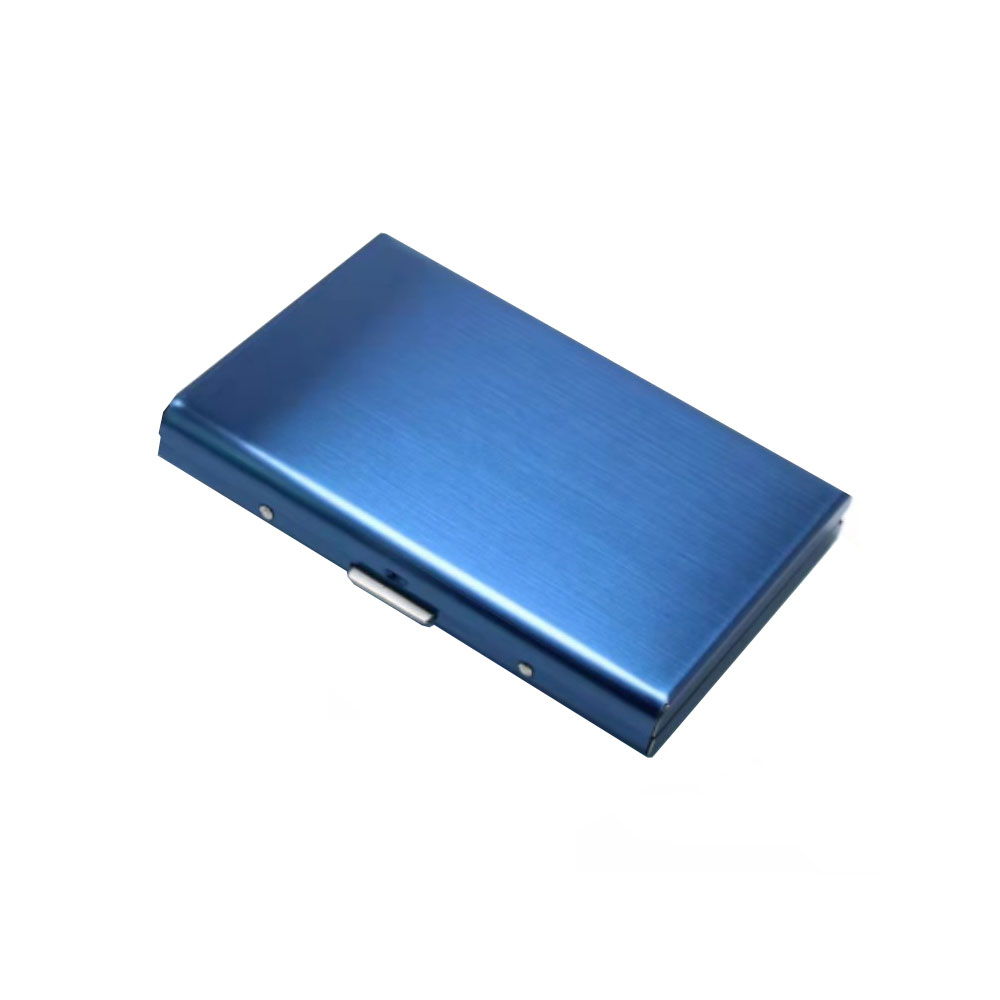 Mini Kreditkarten Alu Etui Antimagnetische Geldbörse mit 6 Fächern (RFID Schutz) - Blau
