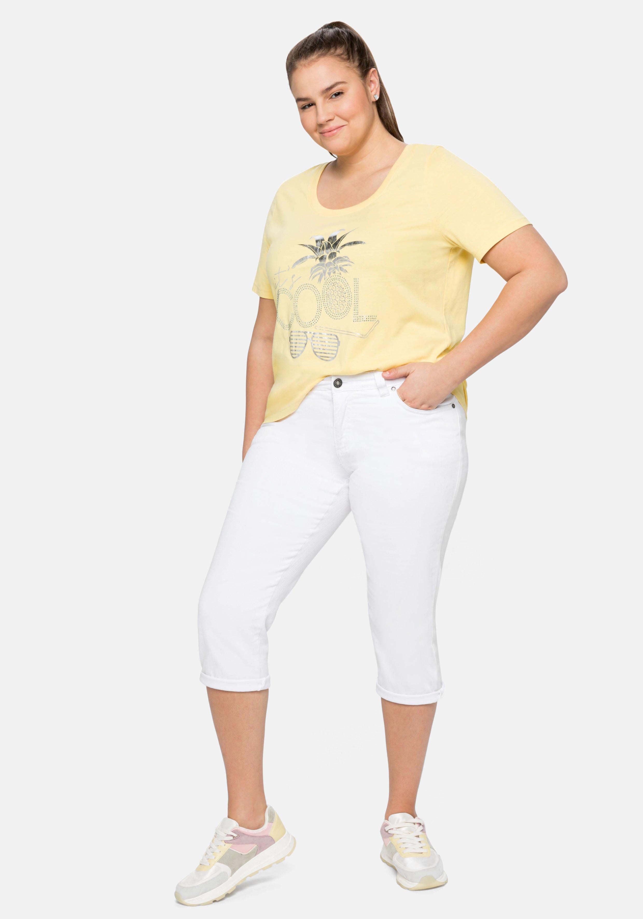 Shirt mit Frontdruck und Glitzersteinen