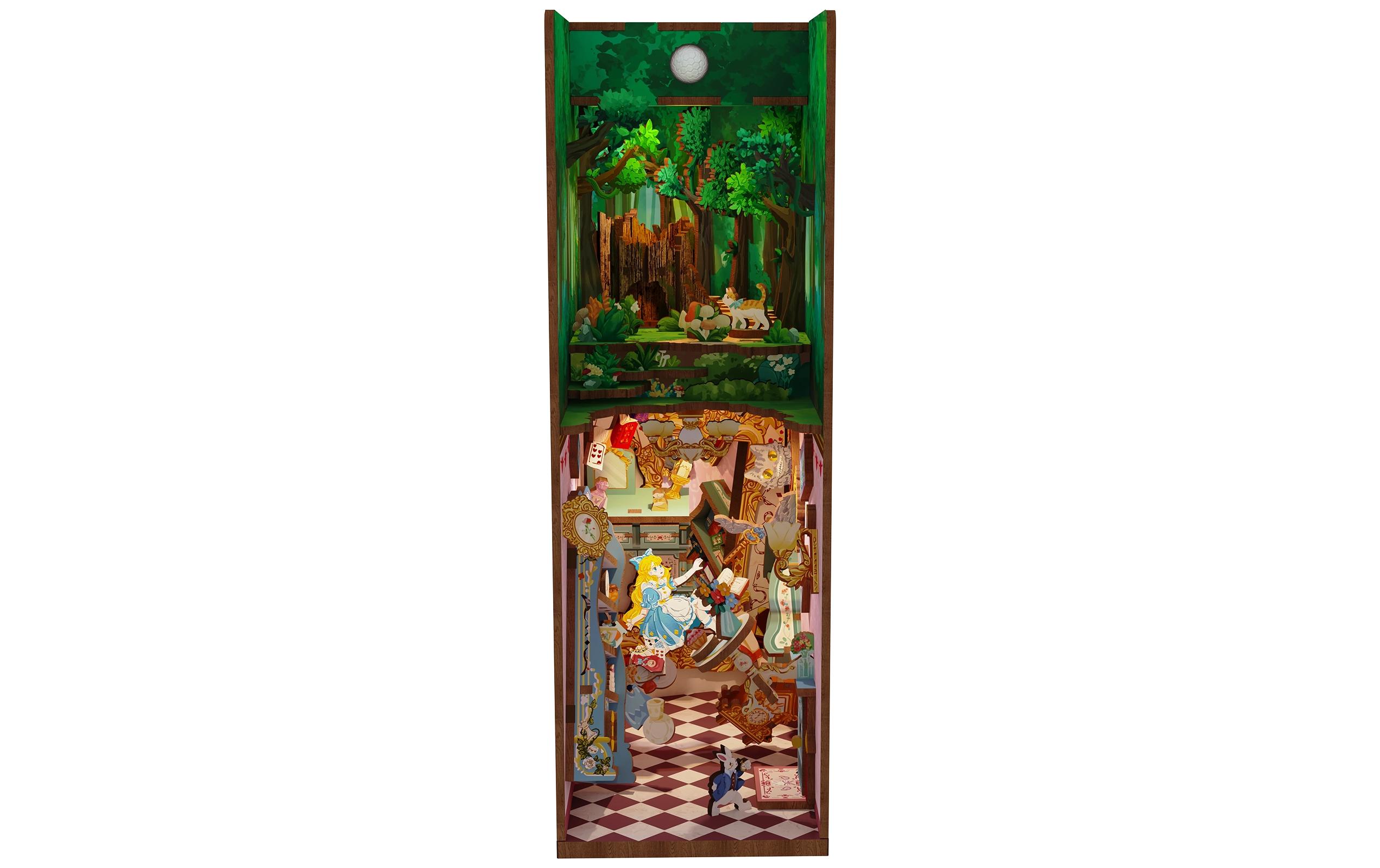 Bausatz Book Nook Alice in Wonderland3D-Modell aus lasergeschnittenen Holzteilen