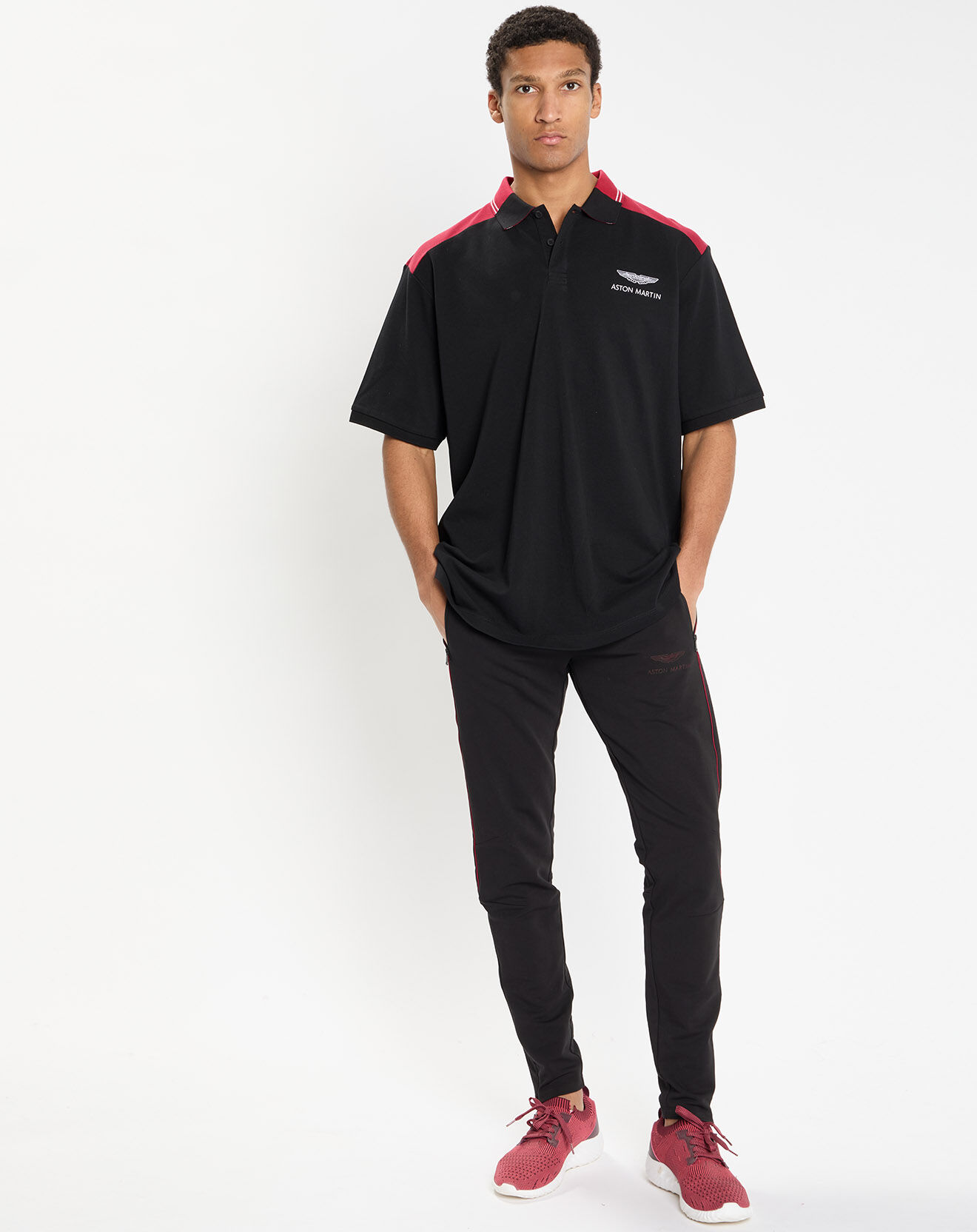 Hackett London Polo Regular Fit Aston Martin Racing Rib noir/bordeaux