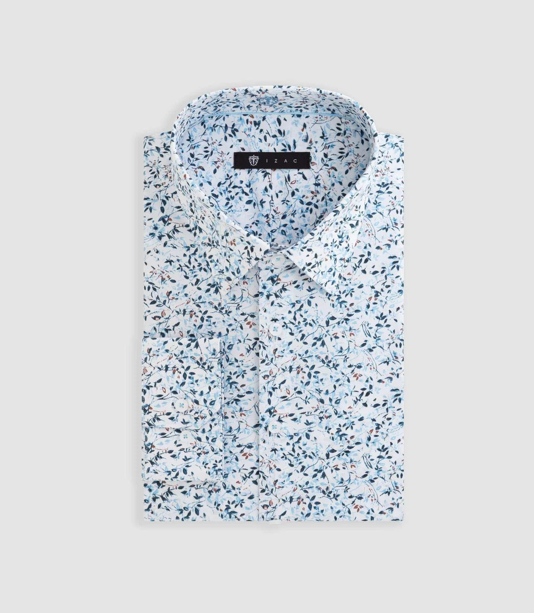 Chemise à imprimé floral bleu 