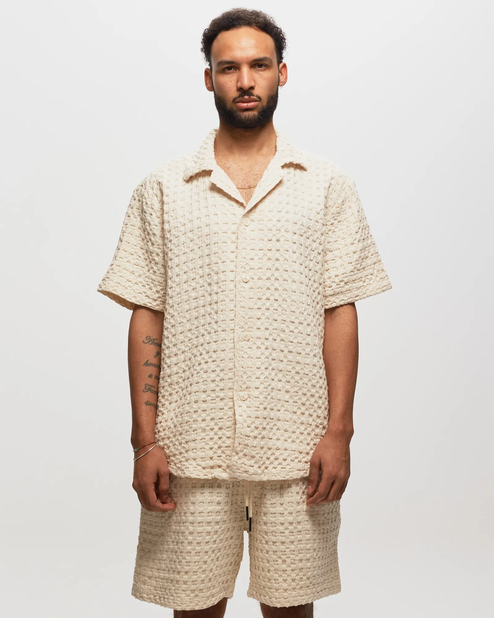 OAS Ecru Cuba Waffle Shirt