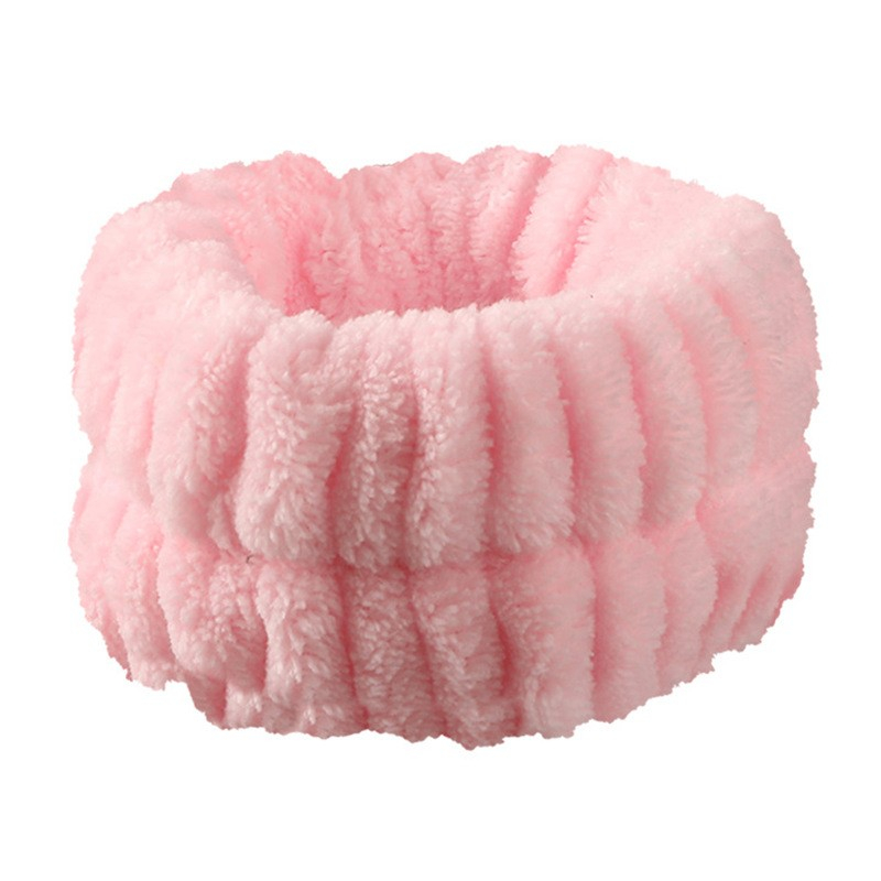 (3-tlg. Set) Mikrofaser Gesichts Pflege Haarband Spa Handgelenk Armband (One Size) - Rosa