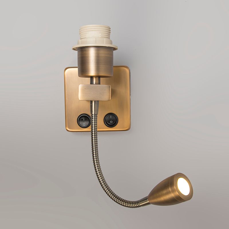 Wandlamp brons incl. LED met leesarm - Brescia Combi