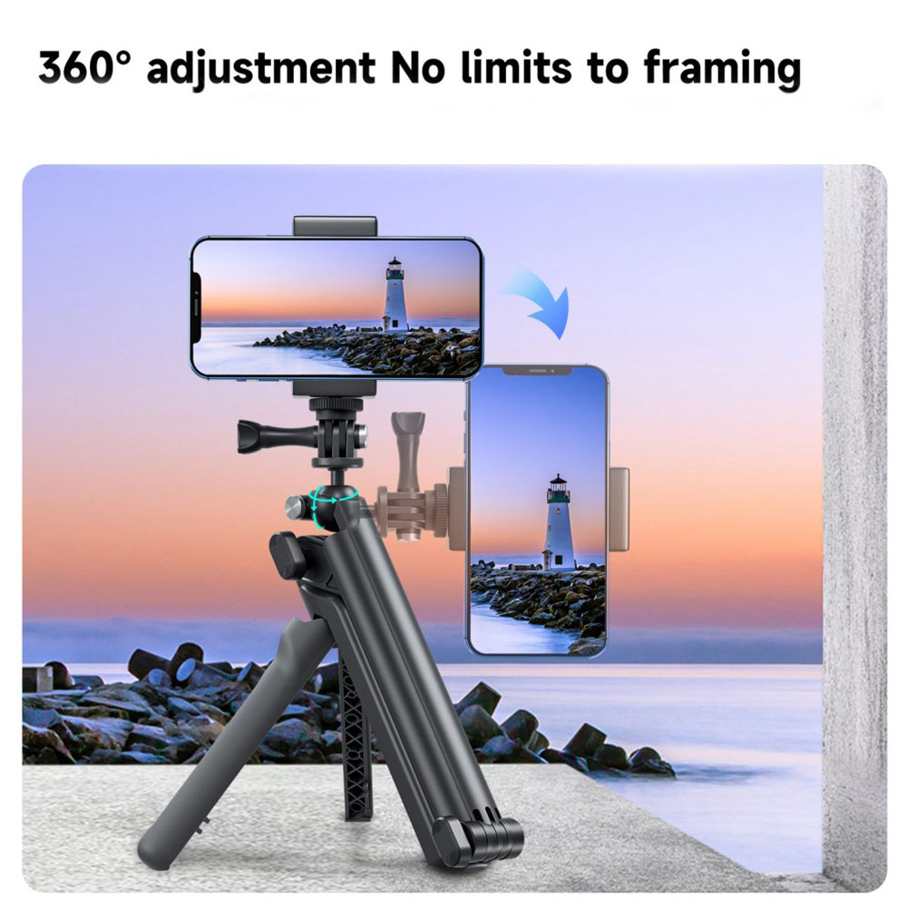 (54cm) 2 in 1 Universal Tripod und Selfie Stick Multi Mount für GoPro / Kameras mit 360° und Dreibein-Stativ - Schwarz
