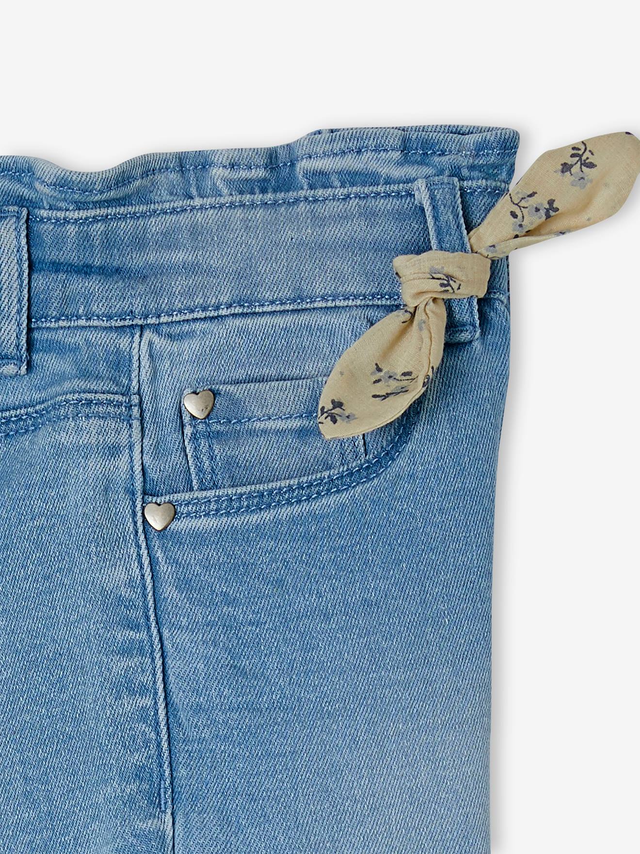 Calça jeans cropped feminina Double Stone com laços.