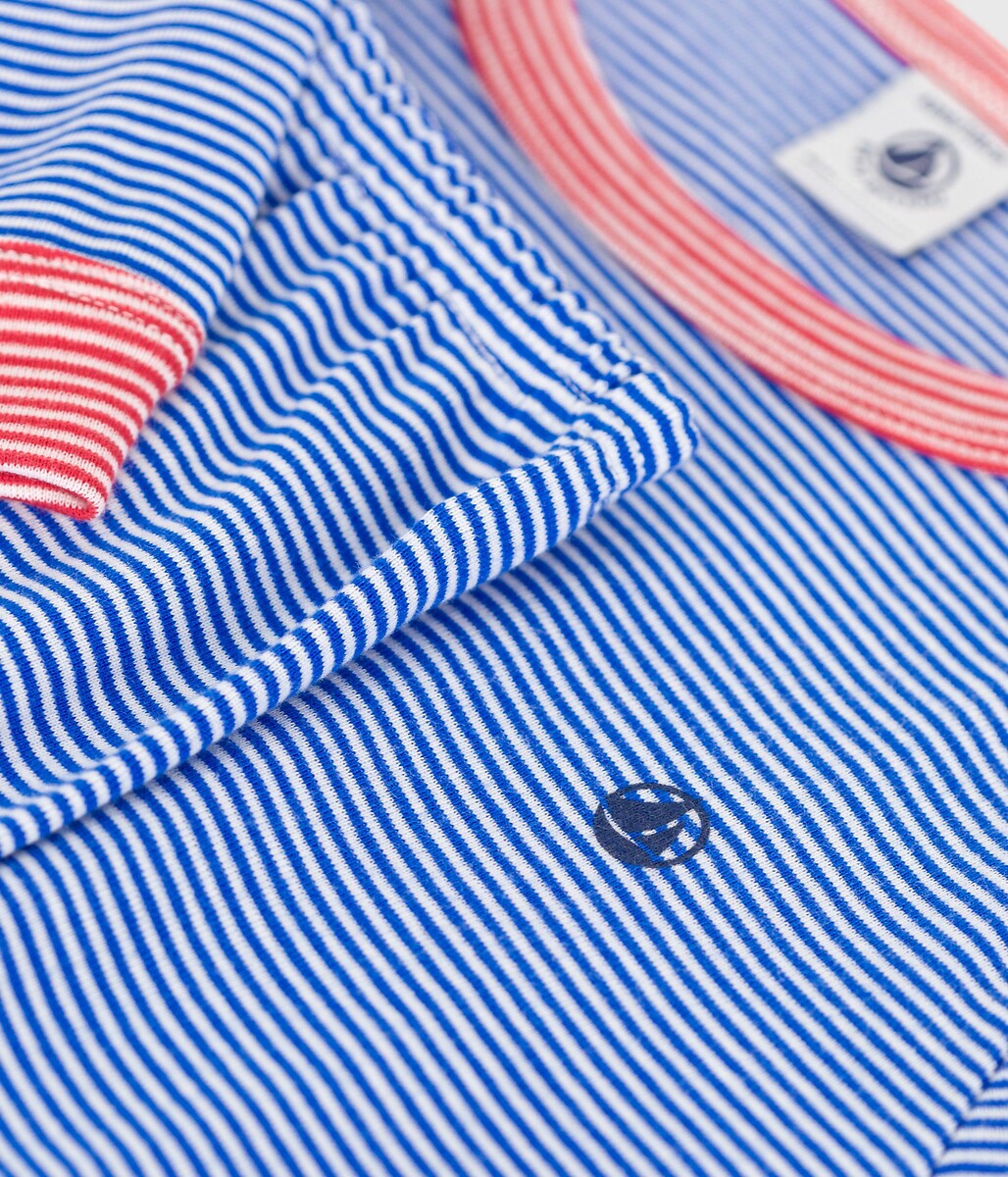 PETIT BATEAU<br>Pijama listrado de algodão com mangas compridas