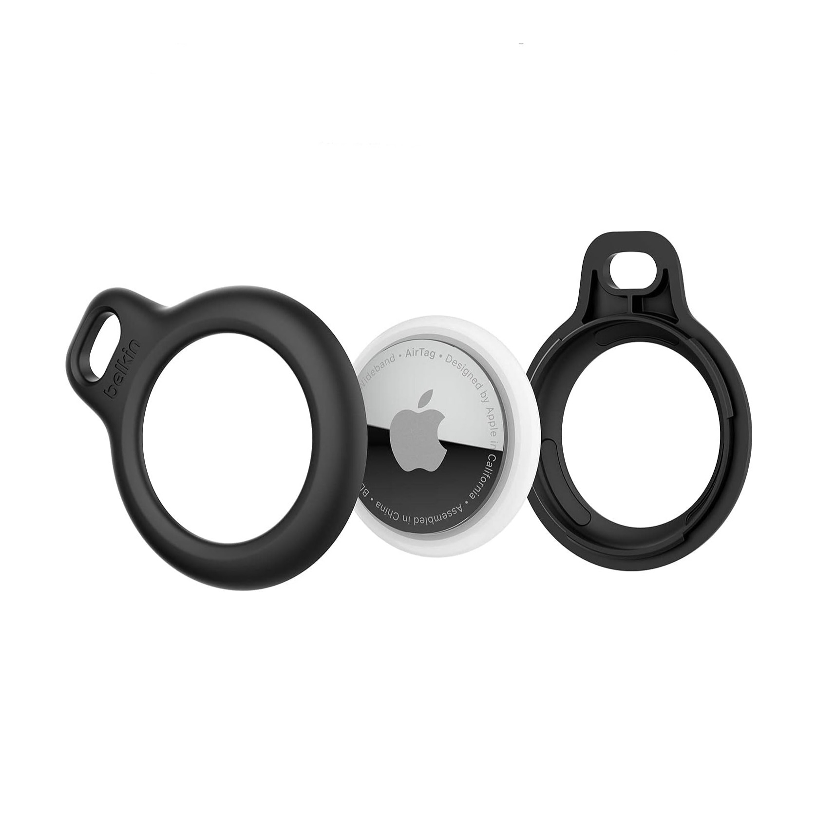 Apple AirTag Holder mit Schlaufe Anhänger Hardcase Hülle Schlüsselanhänger (F8W974BTBLK) - Schwarz