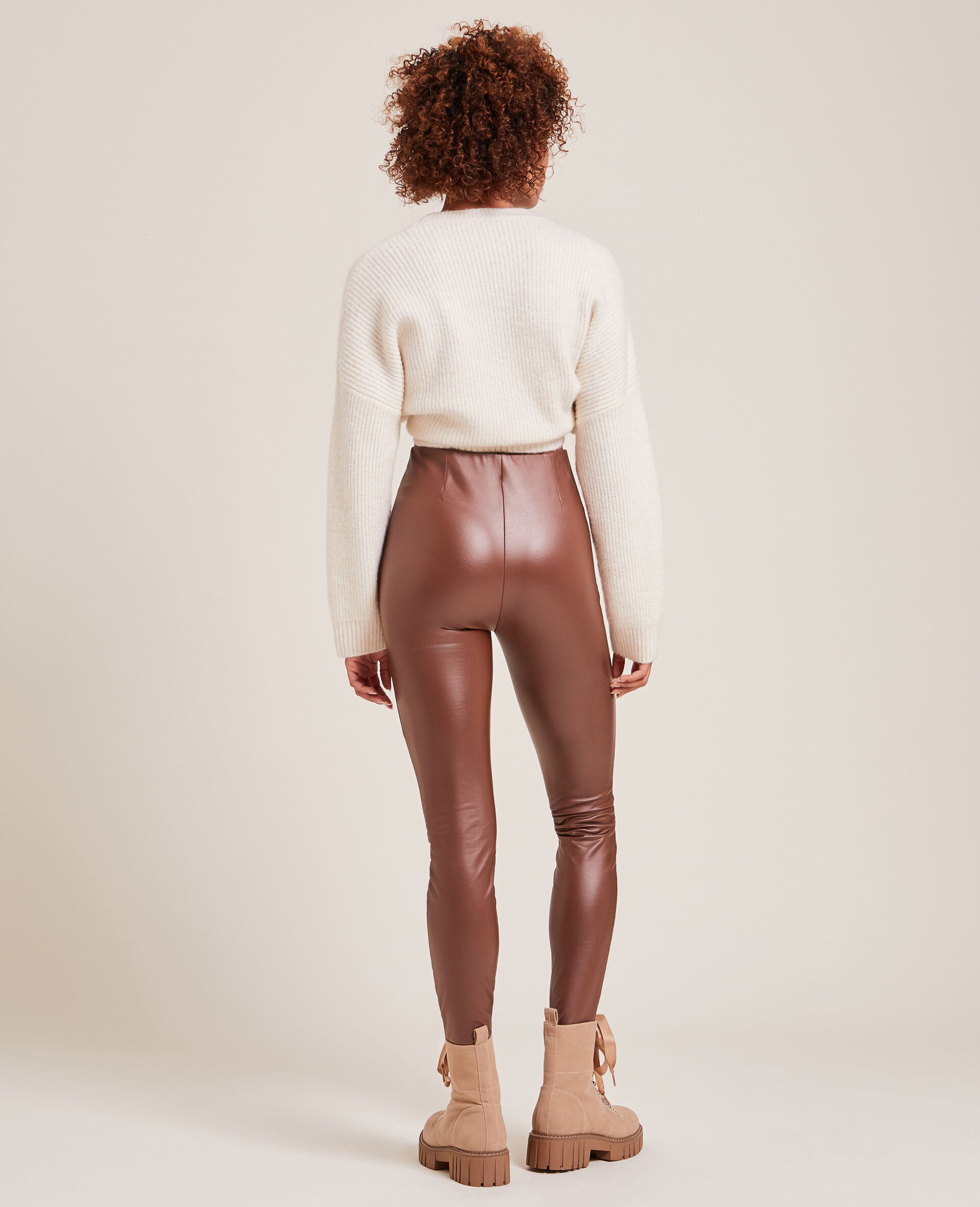 Legging simili cuir - Marron