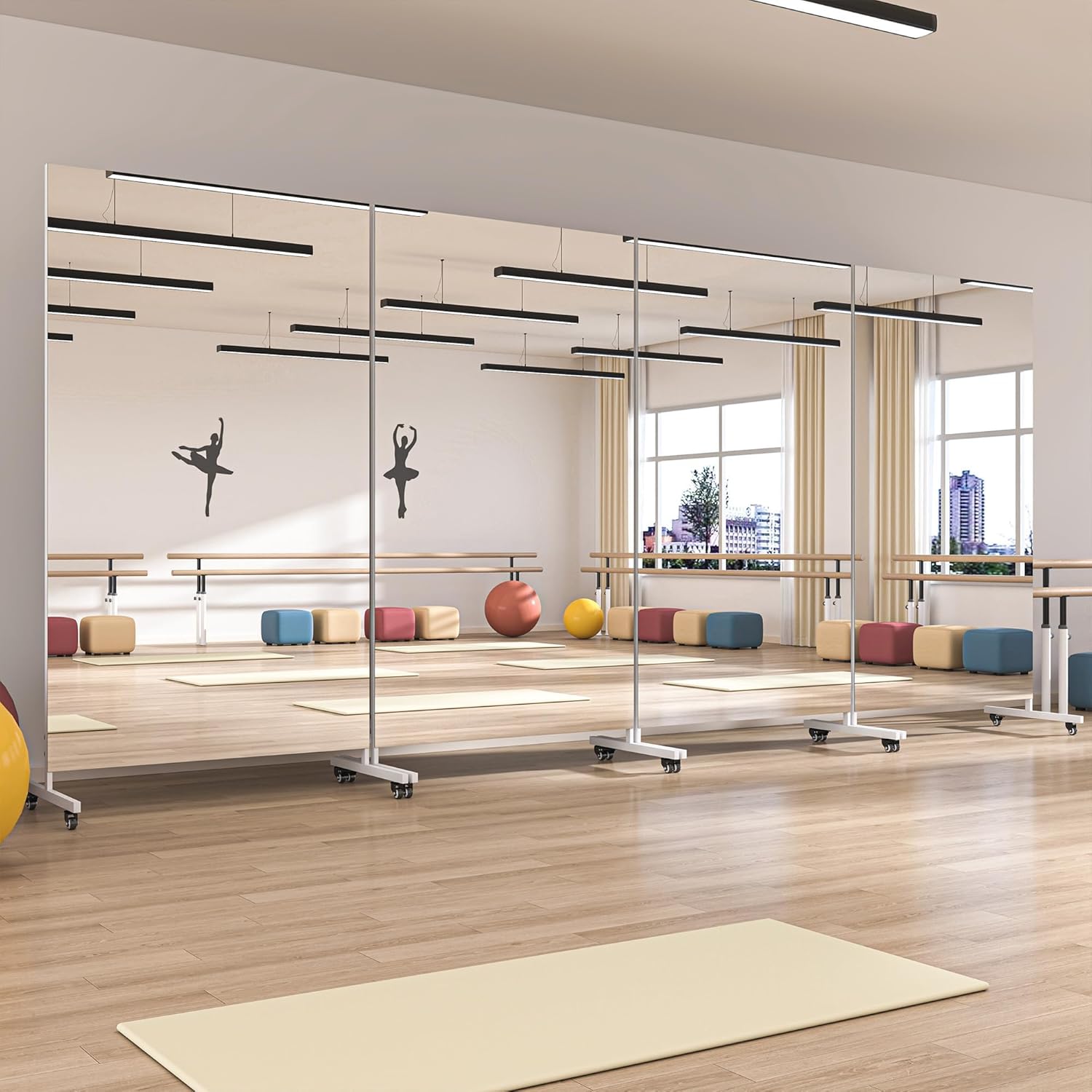 Hasipu Ganzkörperspiegel 190 x 70 cm, 360° Drehbar Standspiegel mit Rollen, Gehärtetes Glas Home Gym Tanzspiegel für Schlafzimmer Fitnessraum Yoga