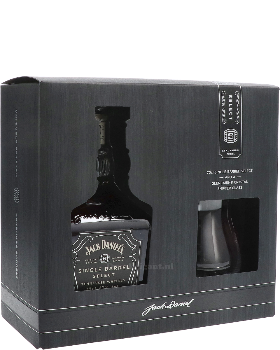Jack Daniels Single Barrel Cadeaupakket met luxe Glas 70 cl