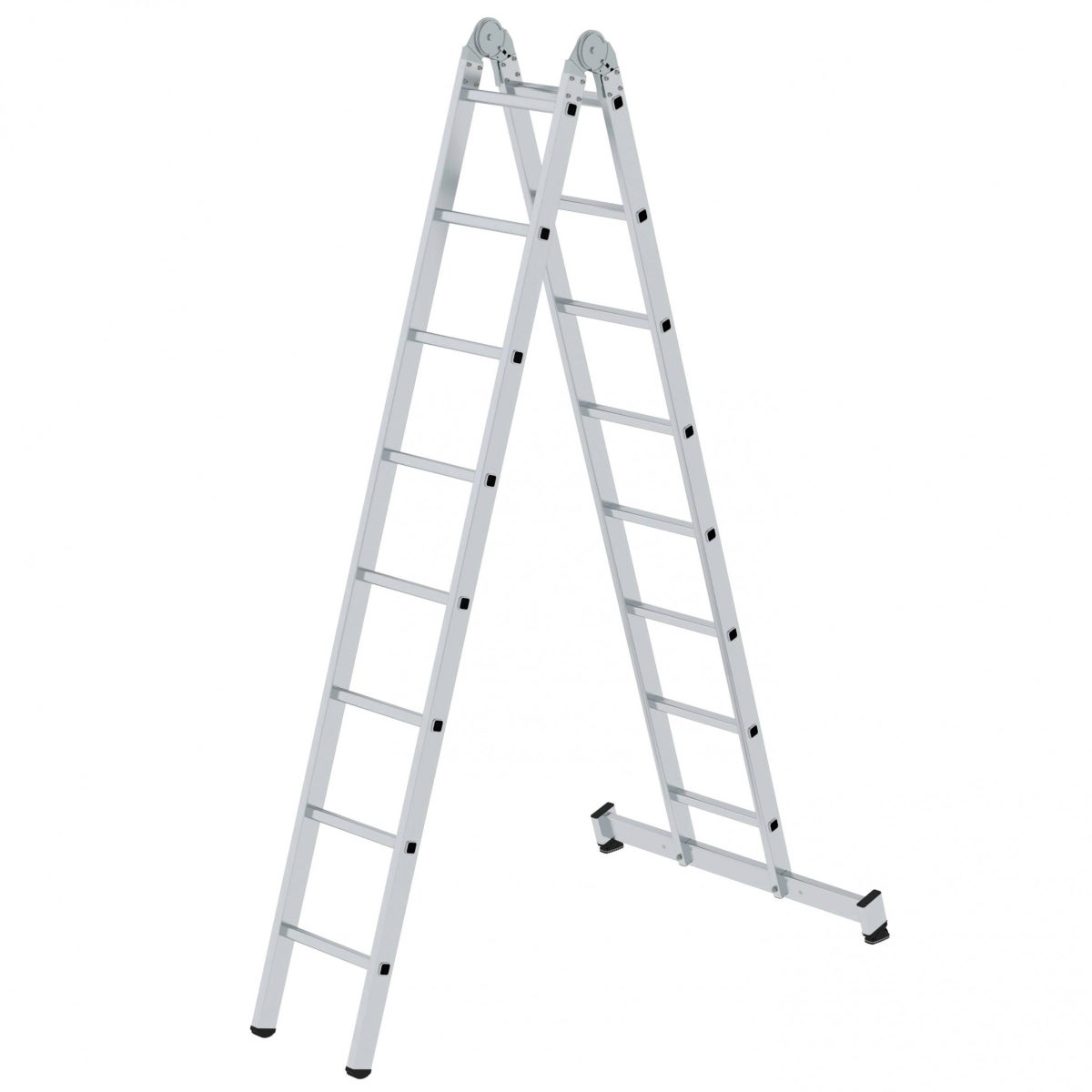 MUNK knikladder met Nivello® dwarsbalk, 2x8 sporten