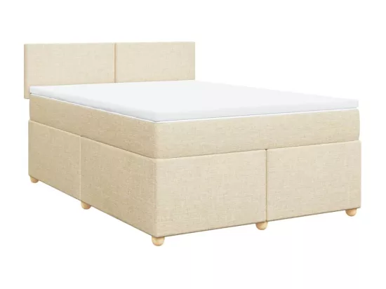 Sommier à lattes de lit avec matelas Crème 160x200 cm Tissu