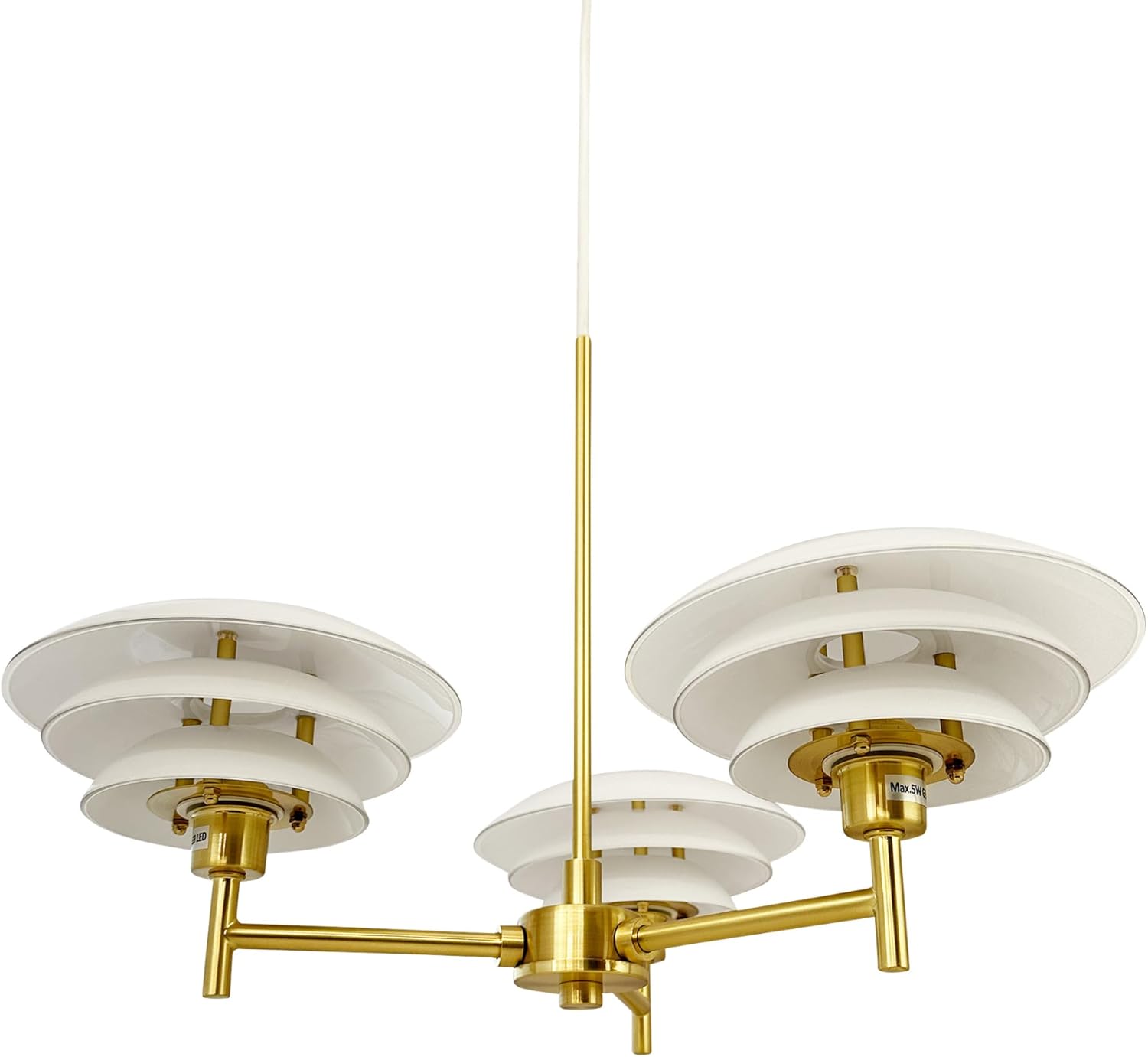 Dyberg Larsen DL20 Opal/Brass Deckenlampe | Modern & Leicht Deckenleuchte Wohnzimmer Hergestellt aus Metall | Deckenlampe Wohnzimmer Ohne Leuchtmittel 60 W/E27 | Deckenleuchten in Dänisches Design