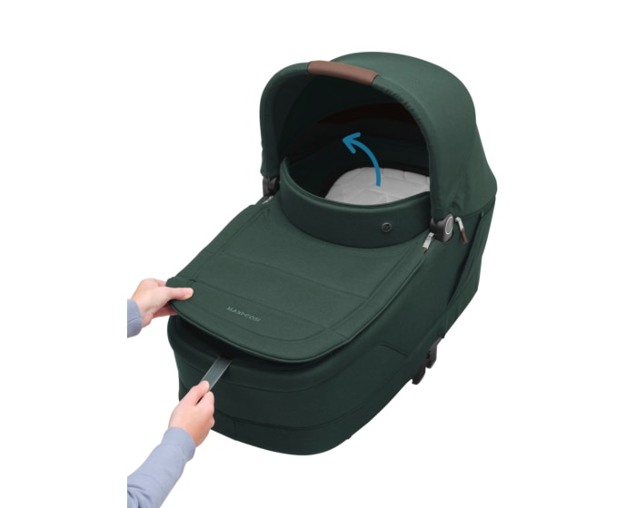 Sense 0 - 6 M   0 - 9 kg    Geräumig und bequem |    Atmungsaktive Matratze aus Memoryschaum |    Optimale Luftzirkulation |    SoothingSlope |