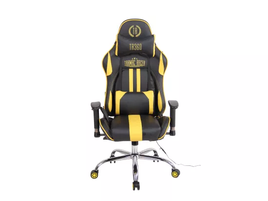 Chaise de bureau - Similicuir & Métal chromé - Noir / Jaune - Limit XM
